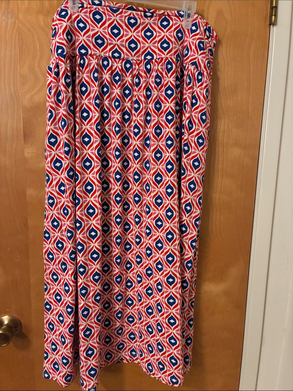 Boden Women’s Red & Blue Geometric Maxi Skirt Sz 14r